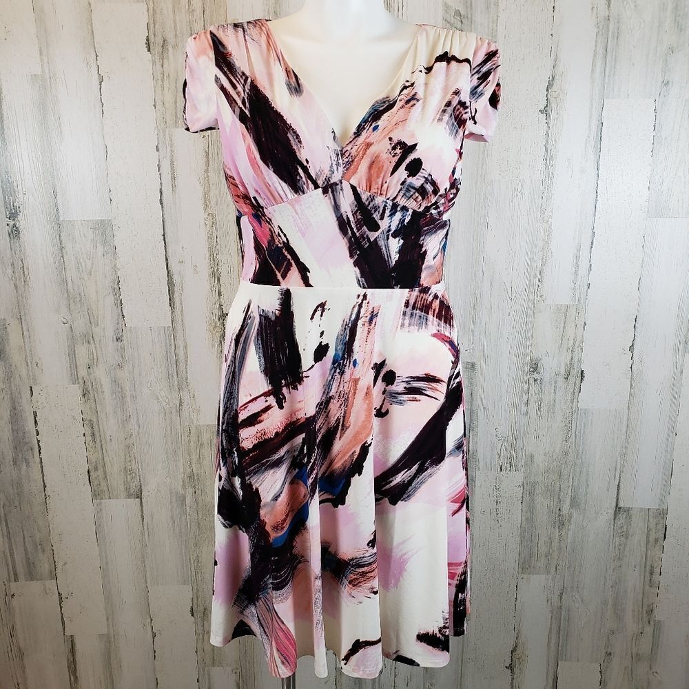 DKNY Abstract Brush Stroke Dress Sz 14